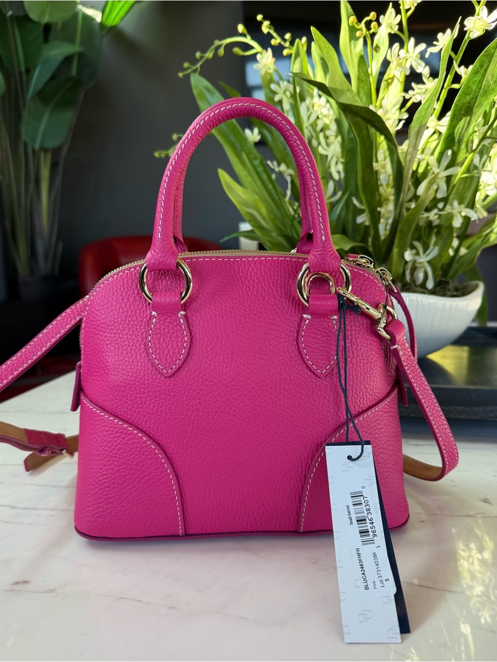 New Dooney & Bourke Lucca Leather Small Satchel Fuchsia - Picture 13 of 16